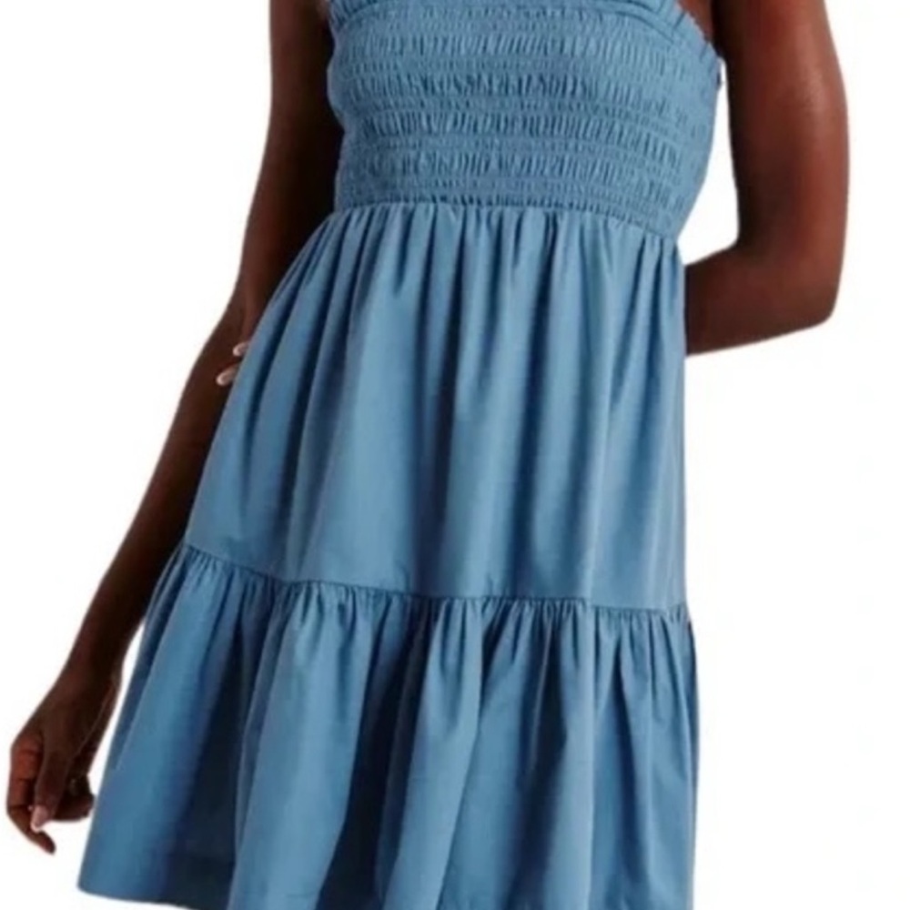 Abercrombie & Fitch Blue Mini Poplin Dress